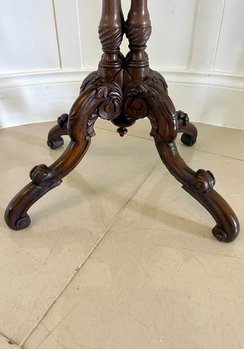 Unusual Antique Victorian Quality Figured Walnut Lamp Table - Image 11